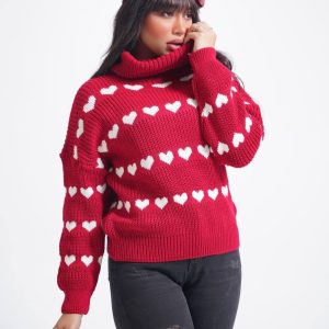 بافت یقه اسکی طرح قلب (عمده)