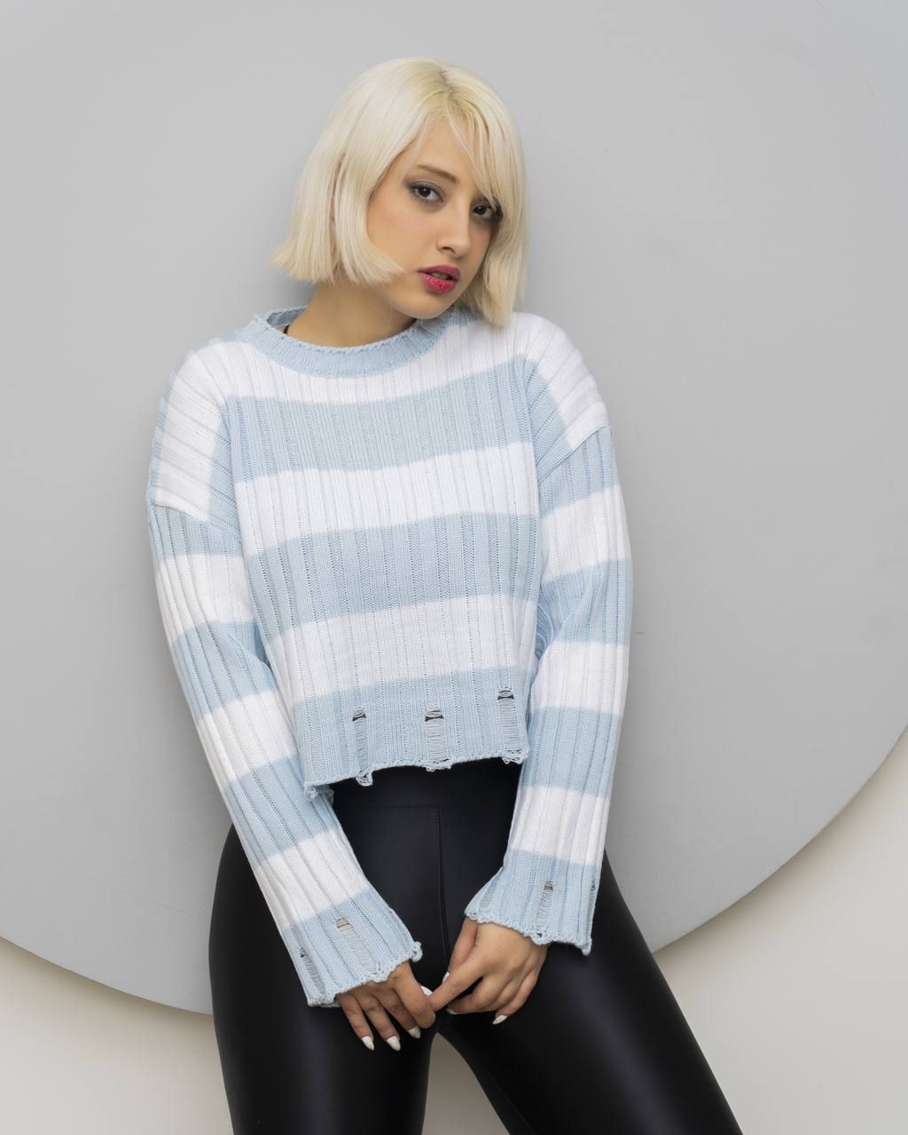 بلوز بافت راه راه زاپدار (عمده)