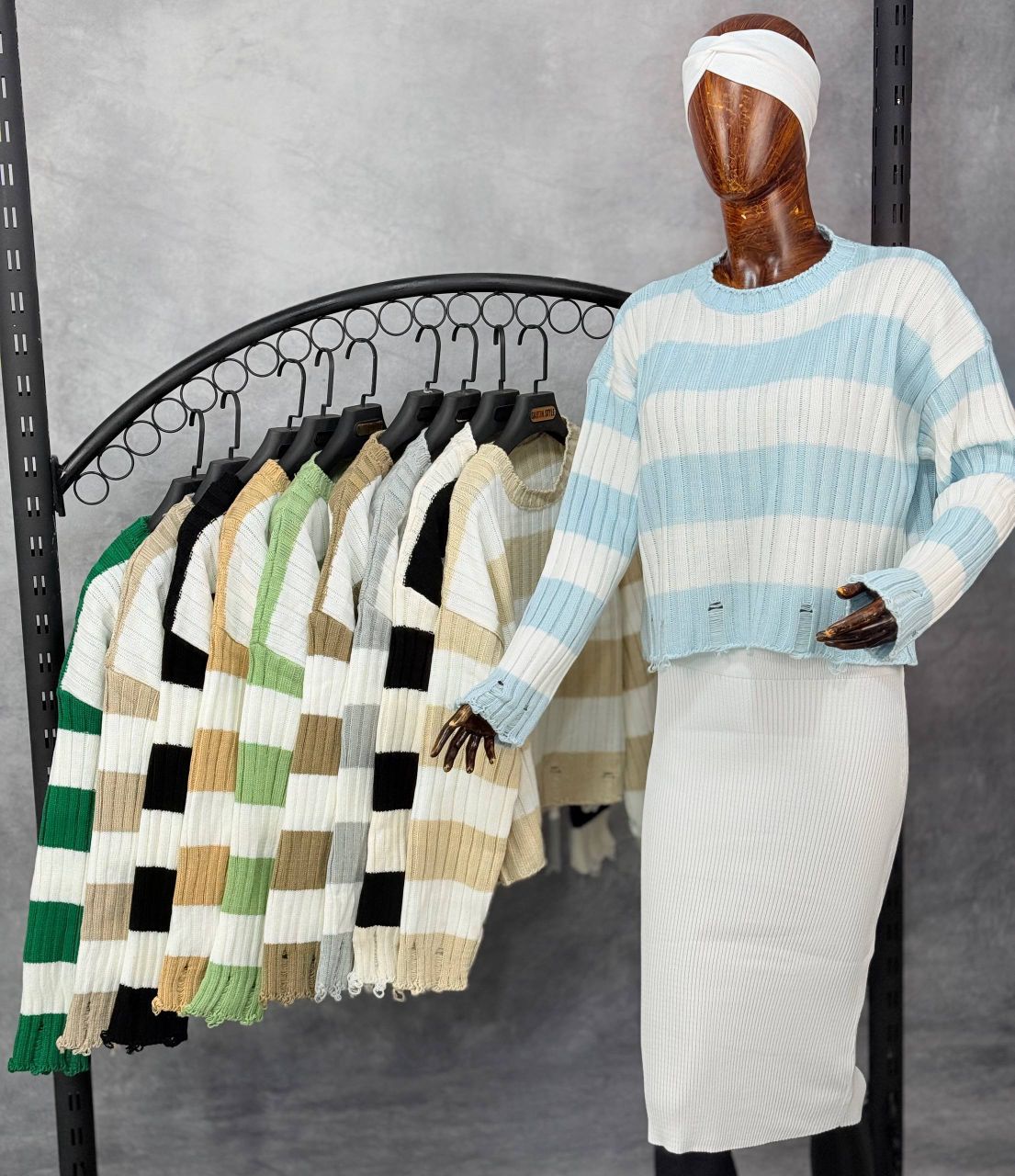 بلوز بافت راه راه زاپدار (عمده) - Image 3