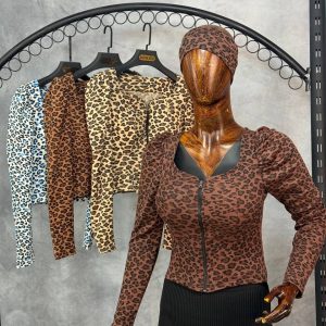 بلوز کاپدارتمام زیپ پلنگی (عمده)