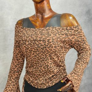 بلوز یقه قایقی پلنگی (عمده)