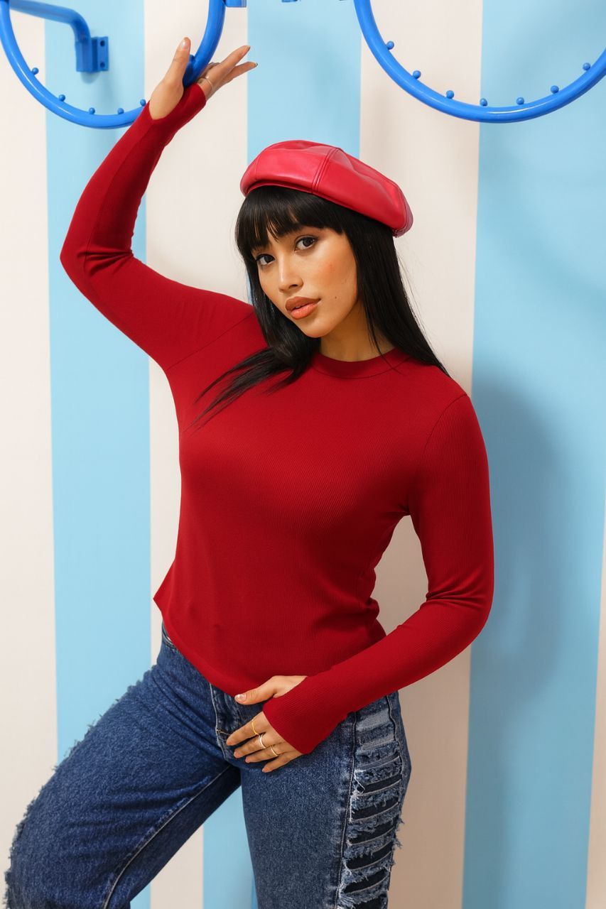 بلوز يقه گرد آستین فینگردار 011(عمده) - Image 2