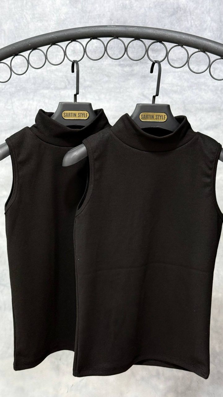 تاپ یقه ایستاده تک مشکی(عمده) - Image 2