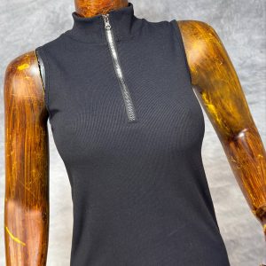 تاپ يقه ایستاده نیم زیپ مشکی(عمده)