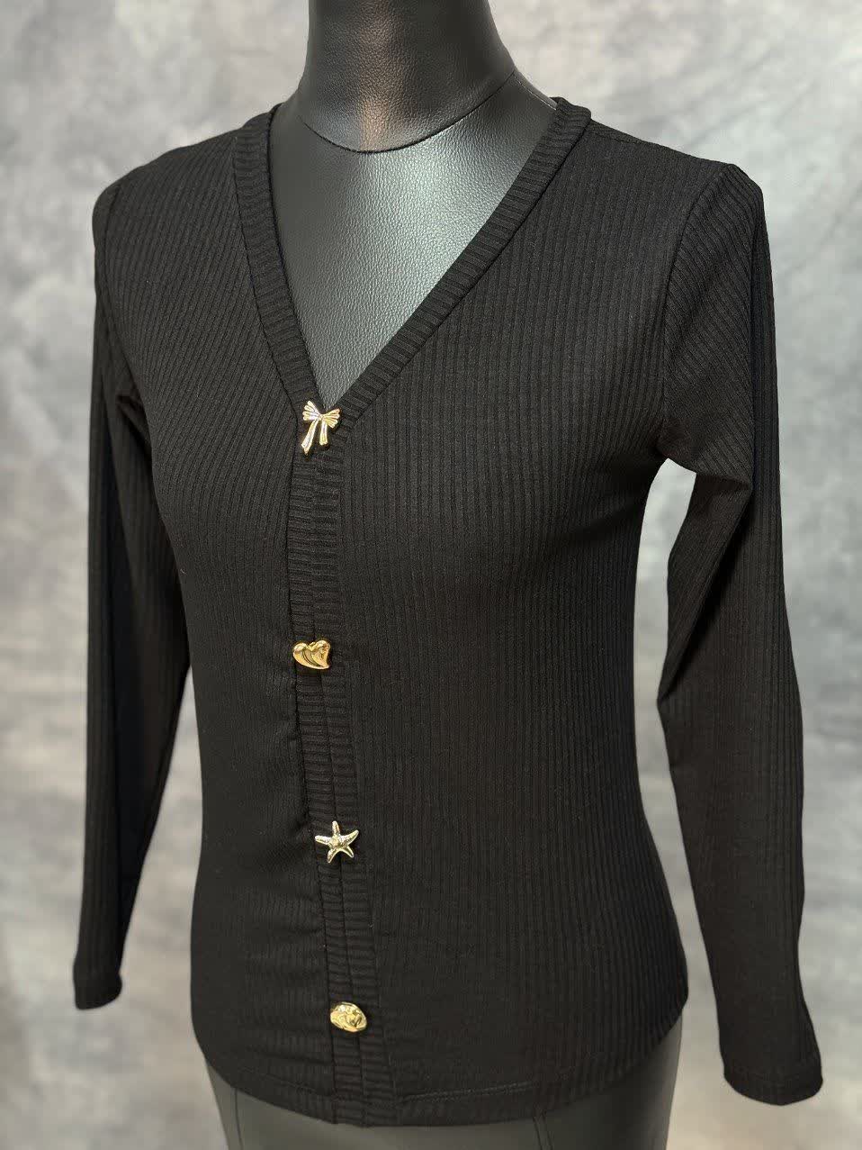 بلوز یقه هفتی دکمه طلایی(عمده) - Image 3