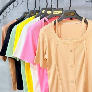 بلوز گیپوری نواری آستین کوتاه (عمده)