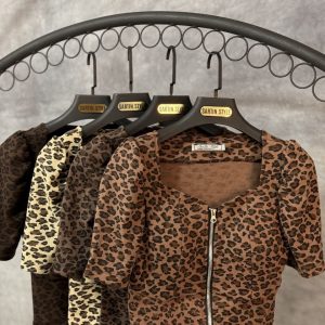 بلوز کاپدار آستین کوتاه پلنگی(عمده)