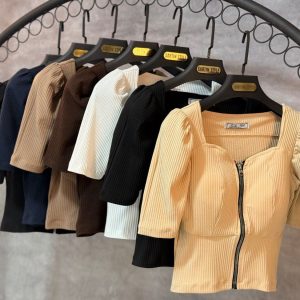 بلوز سرشانه پرنسسی کاپدار تمام زیپ(عمده)